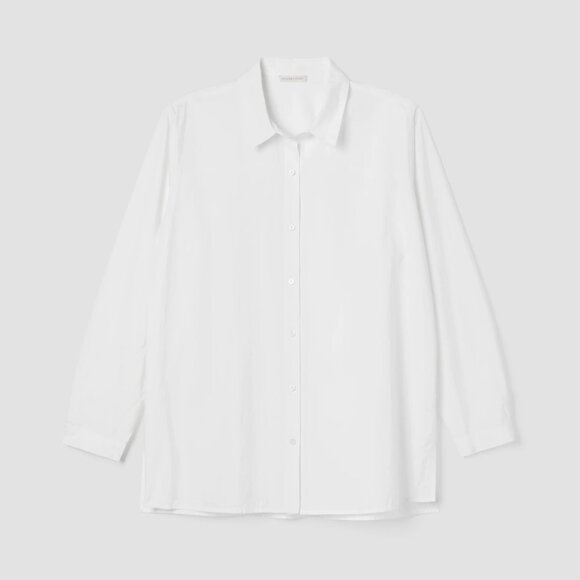 EILEEN FISHER NWT Washed Organic Cotton Poplin Classic Collar Shirt, White, 3X - Picture 9 of 9